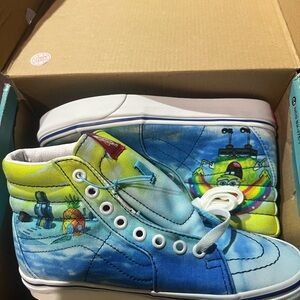 Vans Kids High-Top Sneakers - Blue and Yellow with Cartoon Graphics